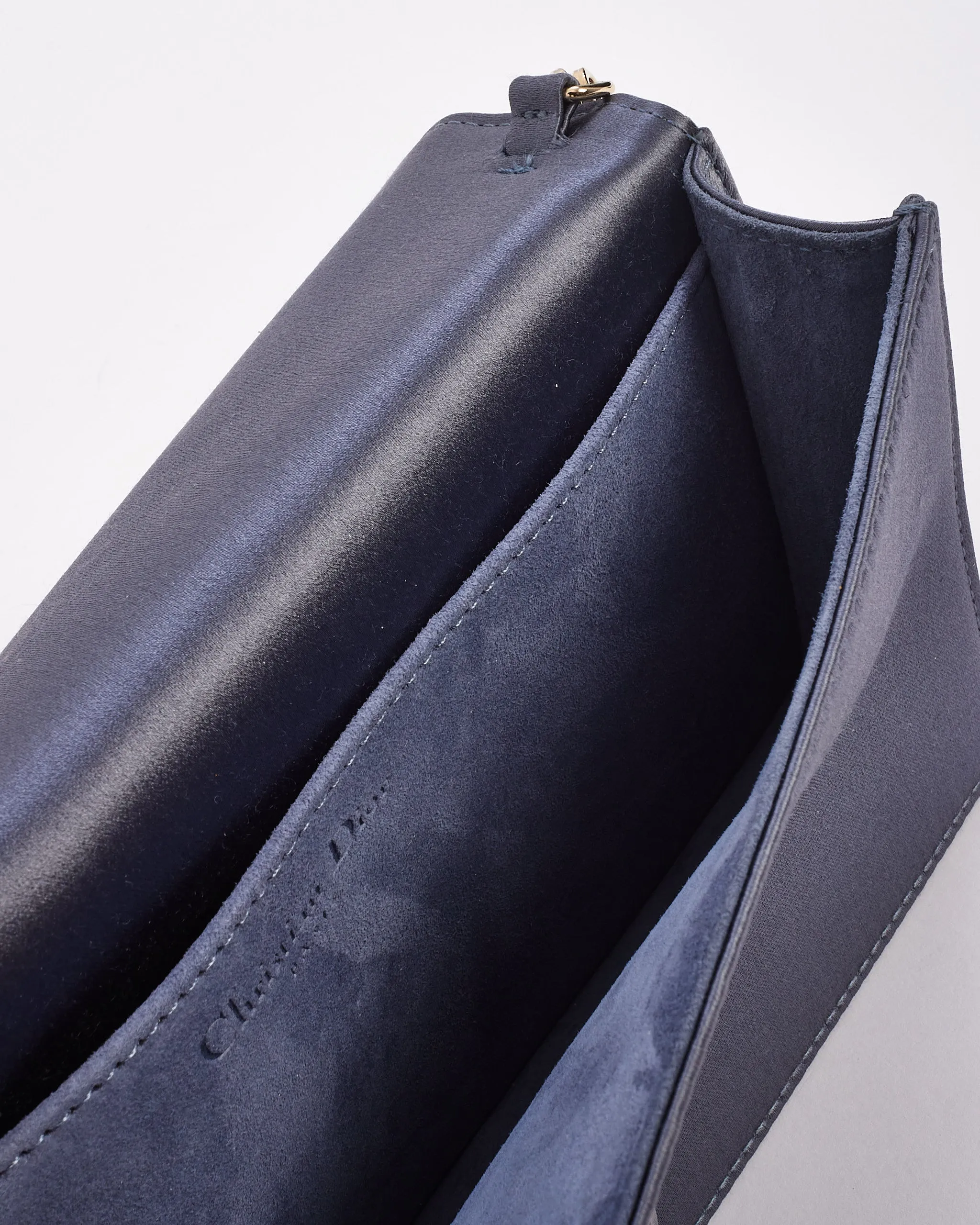 Dior Blue Satin Lady Dior Pouch Wallet on Chain