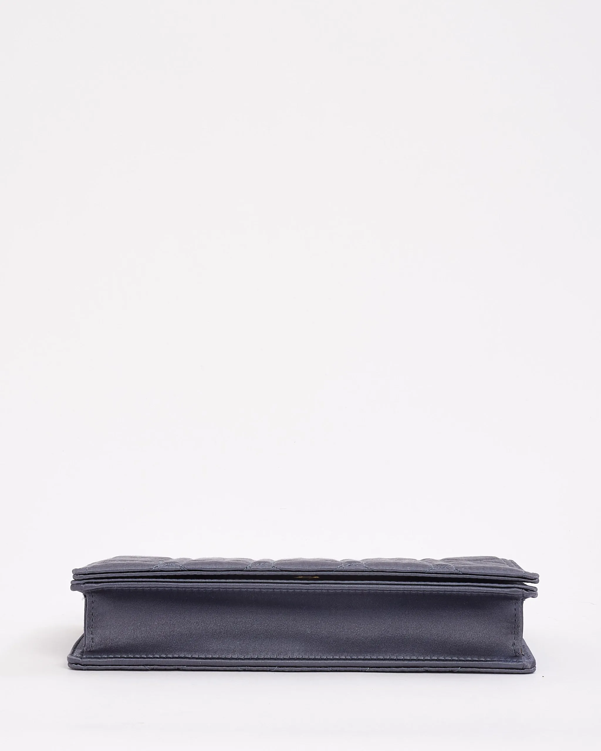 Dior Blue Satin Lady Dior Pouch Wallet on Chain