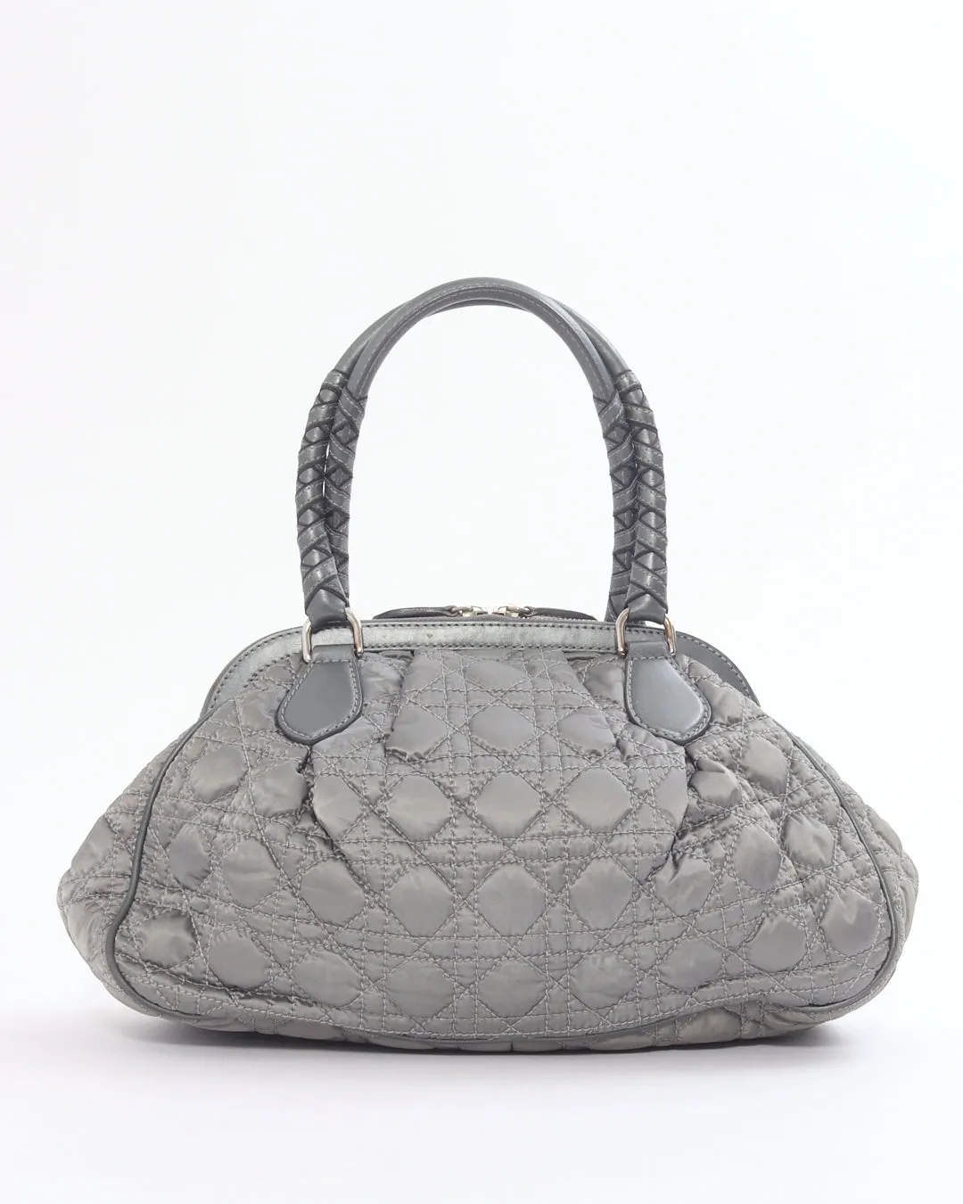Dior Vintage Grey Satin Mini Lady Boston Braided Handle Bag