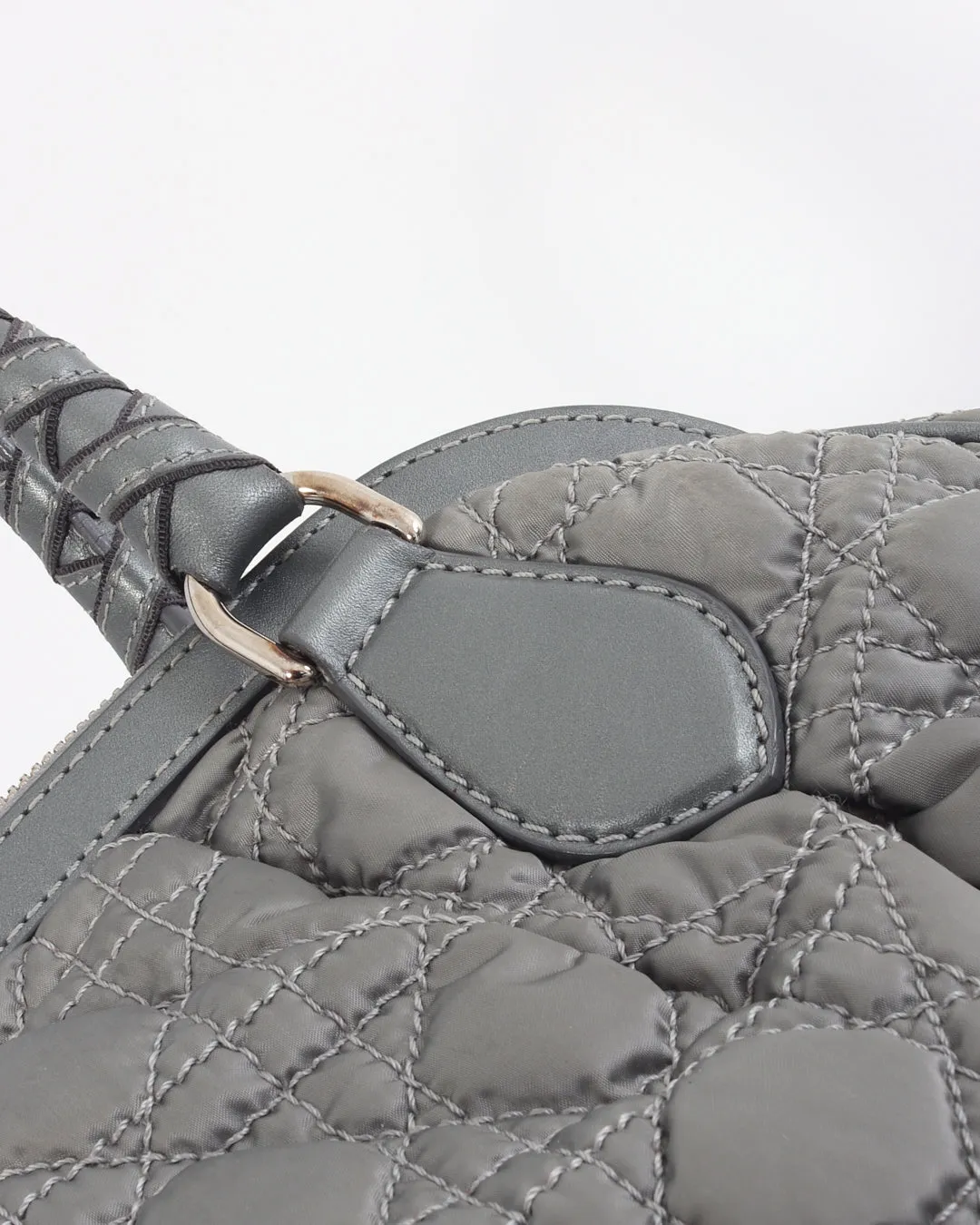Dior Vintage Grey Satin Mini Lady Boston Braided Handle Bag