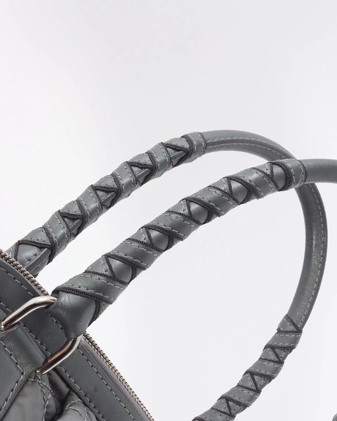Dior Vintage Grey Satin Mini Lady Boston Braided Handle Bag