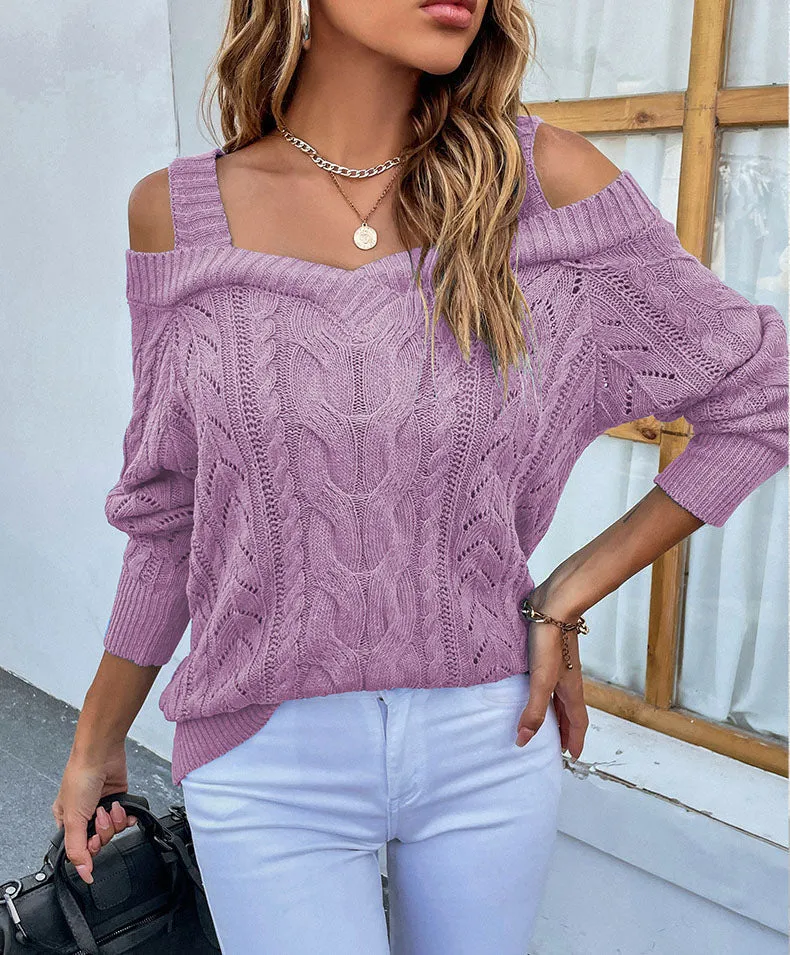 Drop-Shoulder Twist Sling Sweater