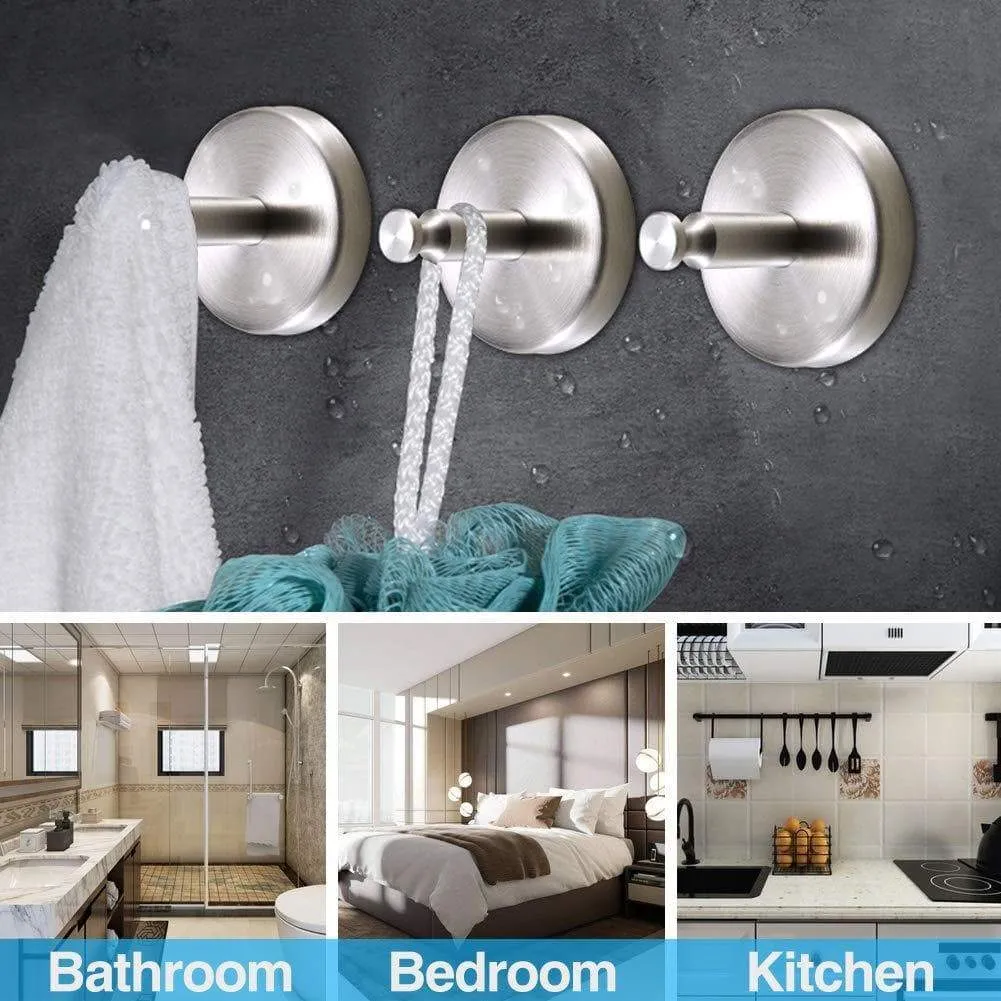 EMISK [2 Pack] Wall Hooks Holder, Heavy Duty Drill Hooks SUS 304 Stainless Steel Strong Hook Hanger for Robe, Coat, Towel, Keys, Bags, Bedroom, Kitchen, Bathroom and Garage