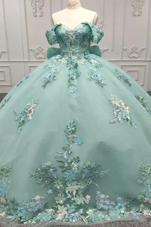 Exquisite Off the Shoulder Sweetheart Ball Gown Quinceanera Dresses with Bowknot