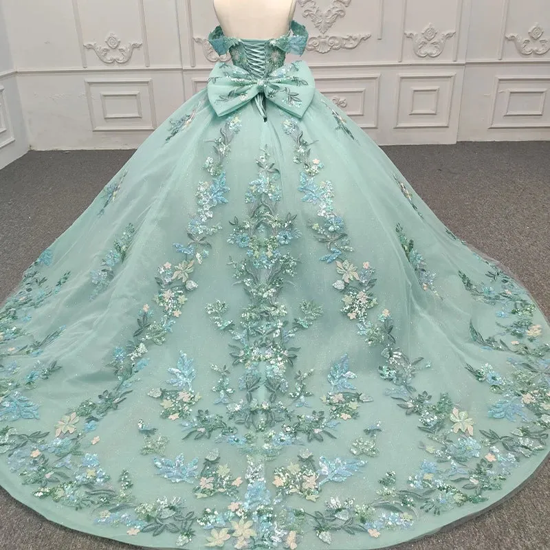 Exquisite Off the Shoulder Sweetheart Ball Gown Quinceanera Dresses with Bowknot
