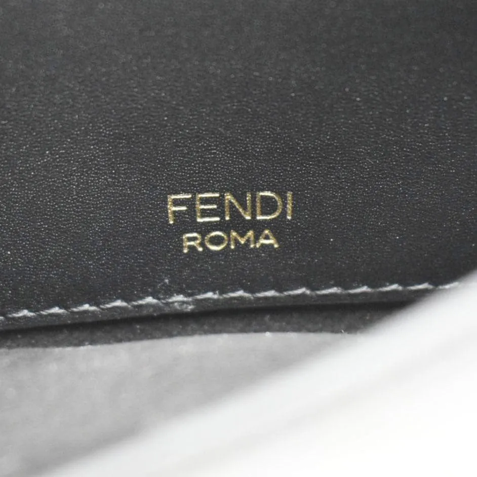 FENDI Flat Baguette Mini Leather Shoulder Bag Black