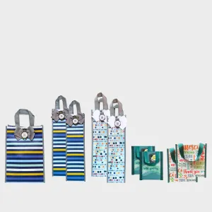 Frosty & Festive Bundle | 9-Pack Reusable Gift Bags with Handles and Built-In QR Greeting Cards