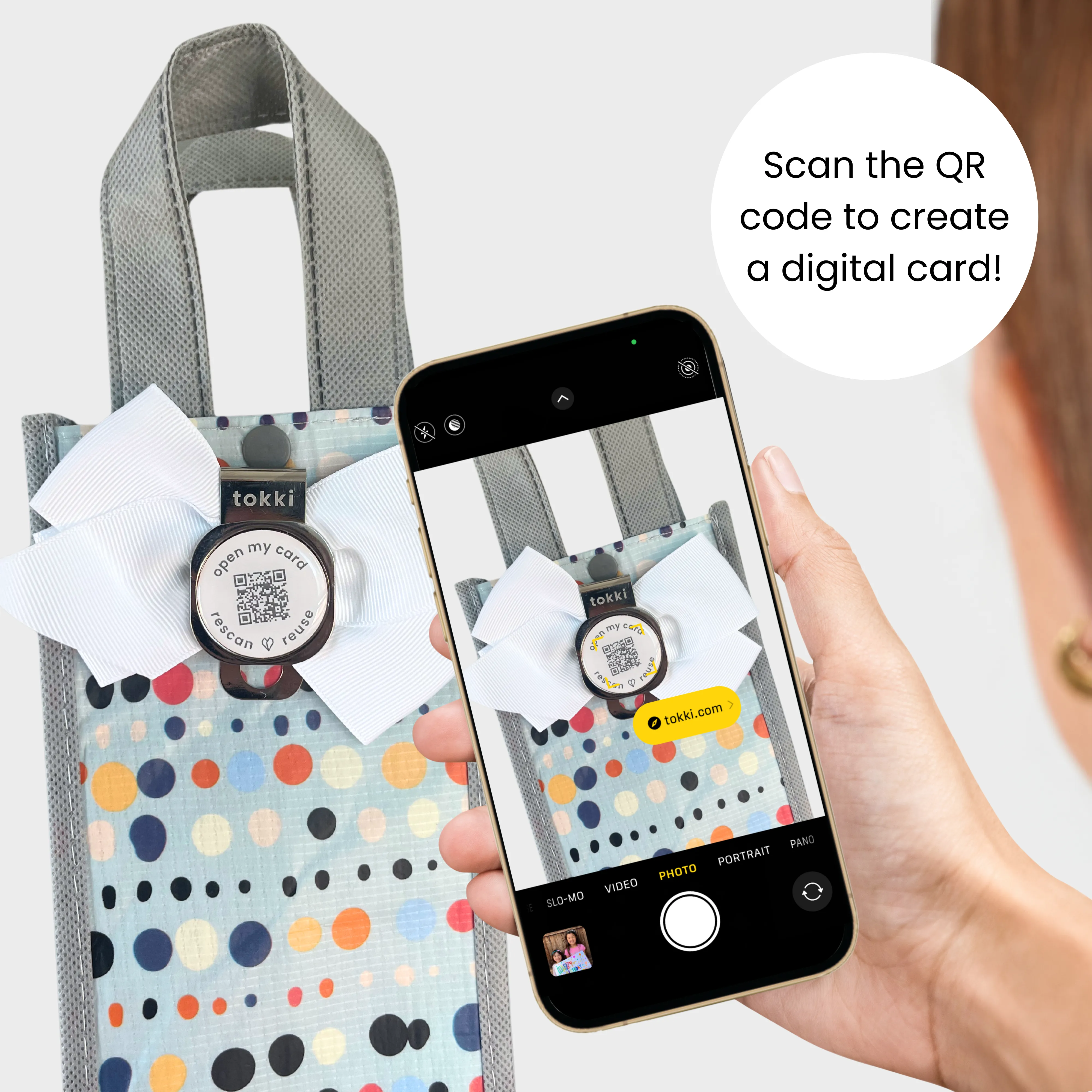 Frosty & Festive Bundle | 9-Pack Reusable Gift Bags with Handles and Built-In QR Greeting Cards