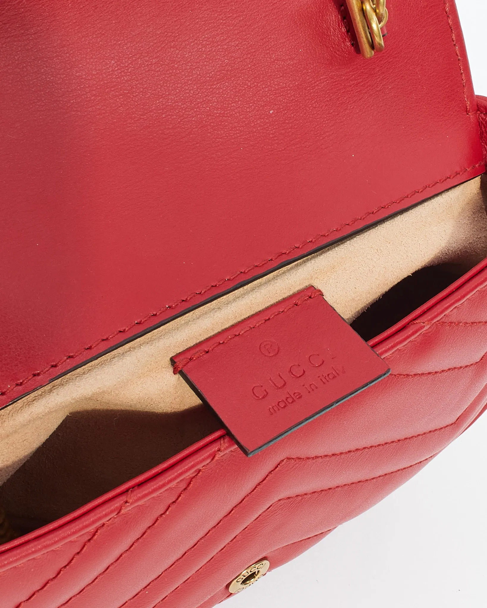 Gucci Red Leather GG Marmont Super Mini Bag
