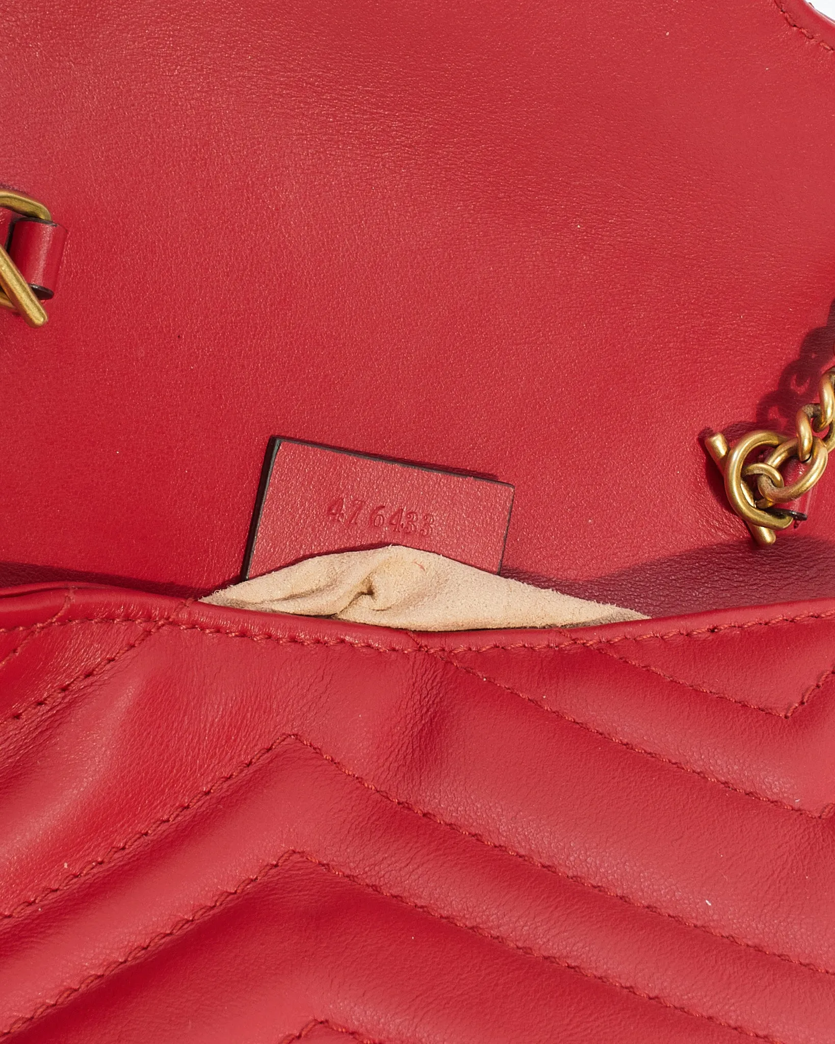 Gucci Red Leather GG Marmont Super Mini Bag