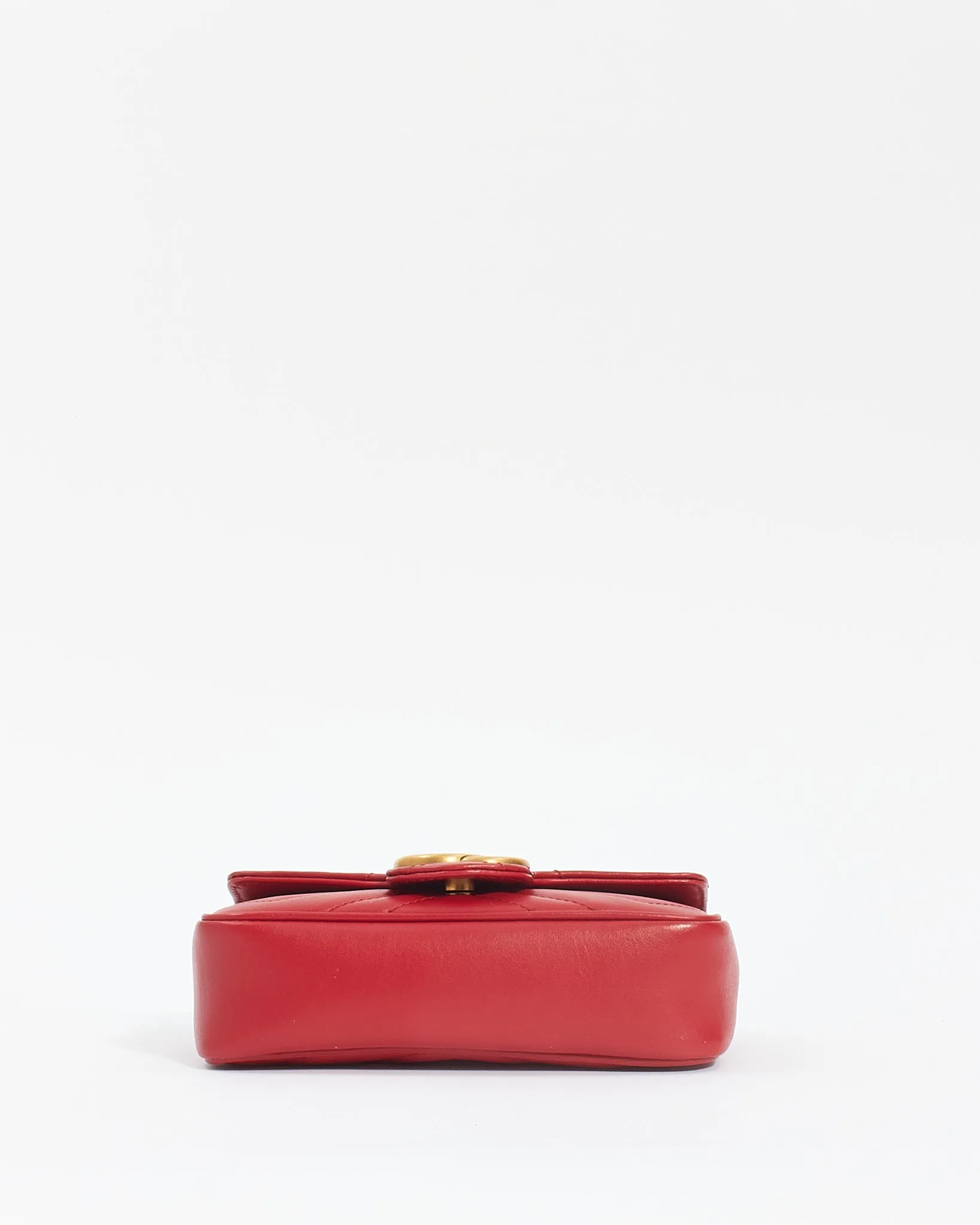 Gucci Red Leather GG Marmont Super Mini Bag