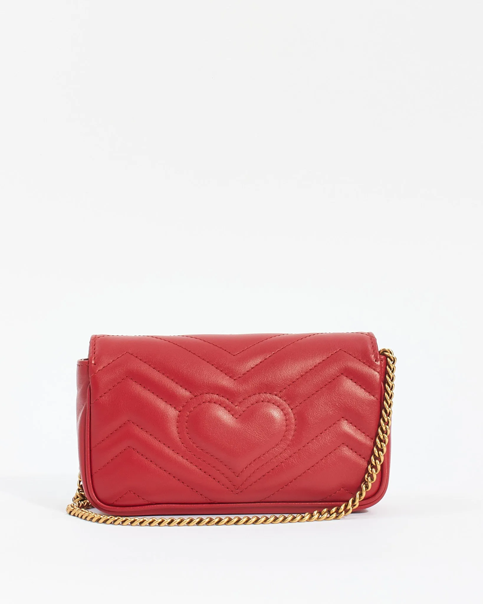Gucci Red Leather GG Marmont Super Mini Bag