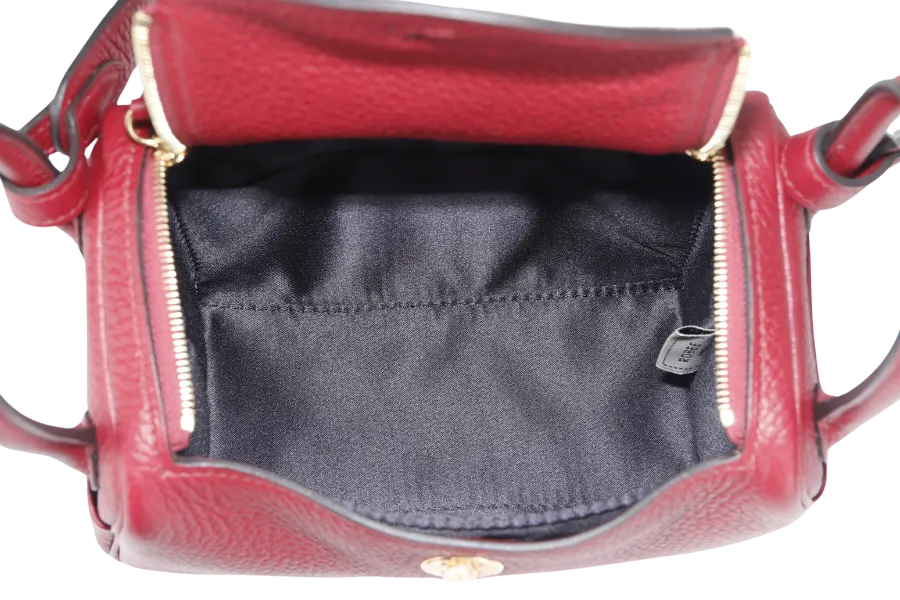 HERMES LINDY MINI 20 STAMP Y (YEAR 2020) ROUGE GRENAT CLEMENCE LEATHER GOLD HARDWARE WITH DUST COVER AND BOX