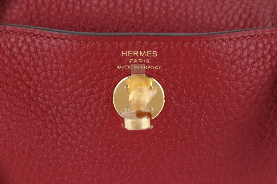 HERMES LINDY MINI 20 STAMP Y (YEAR 2020) ROUGE GRENAT CLEMENCE LEATHER GOLD HARDWARE WITH DUST COVER AND BOX