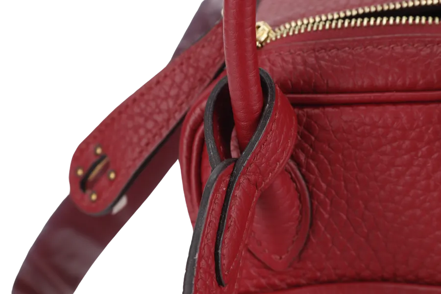 HERMES LINDY MINI 20 STAMP Y (YEAR 2020) ROUGE GRENAT CLEMENCE LEATHER GOLD HARDWARE WITH DUST COVER AND BOX