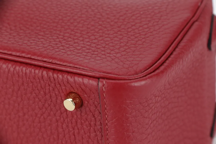 HERMES LINDY MINI 20 STAMP Y (YEAR 2020) ROUGE GRENAT CLEMENCE LEATHER GOLD HARDWARE WITH DUST COVER AND BOX