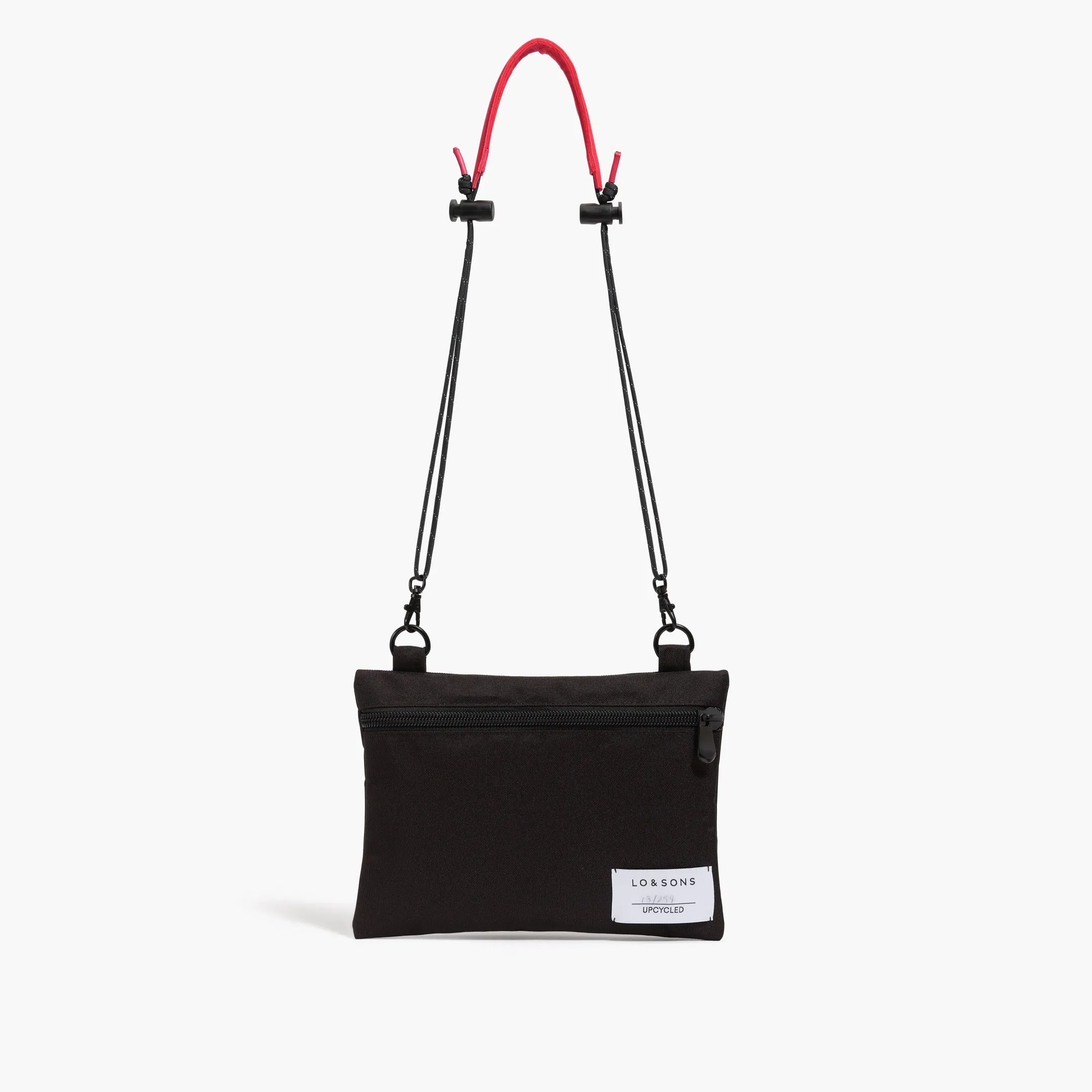 Hilo Upcycled Sacoche - Recycled Poly - Black / Cotton Zig Zag with Red Shoulder / Grey Paracord