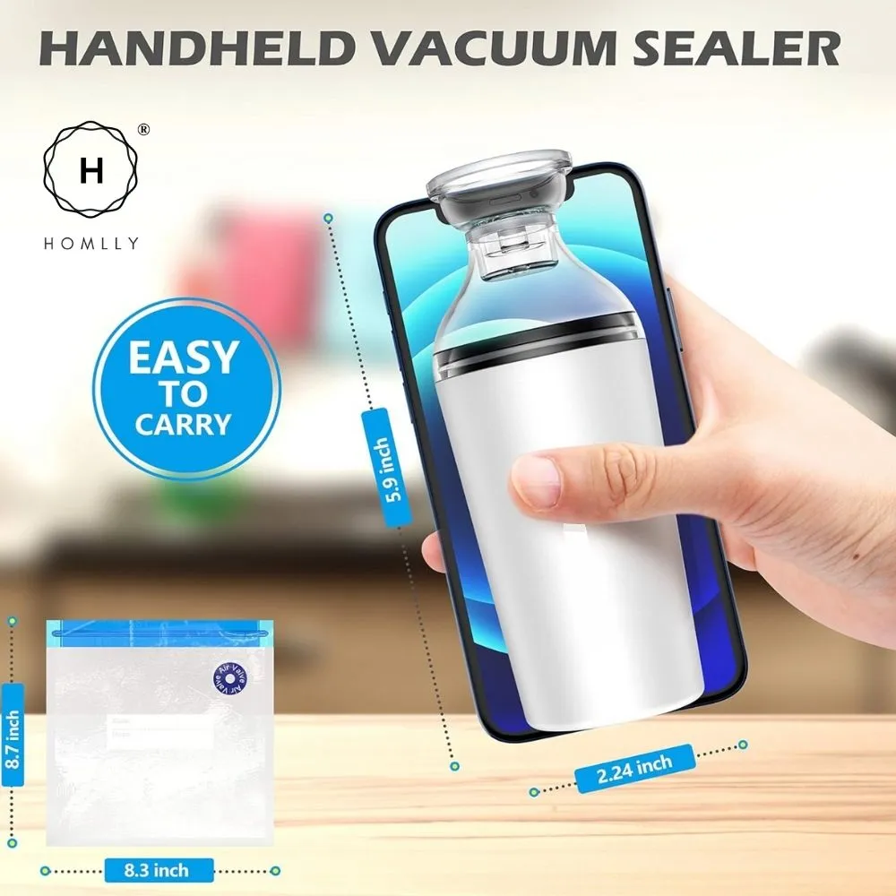 Homlly Reusable Sous Vide Food Vacuum Sealer Ziplock Bags with Portable Manual/Electric Vacuum Sealer Pump