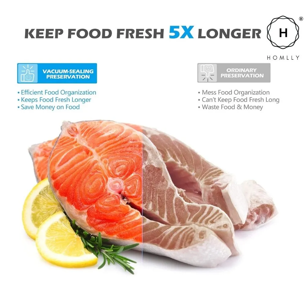 Homlly Reusable Sous Vide Food Vacuum Sealer Ziplock Bags with Portable Manual/Electric Vacuum Sealer Pump
