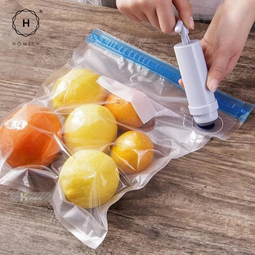Homlly Reusable Sous Vide Food Vacuum Sealer Ziplock Bags with Portable Manual/Electric Vacuum Sealer Pump