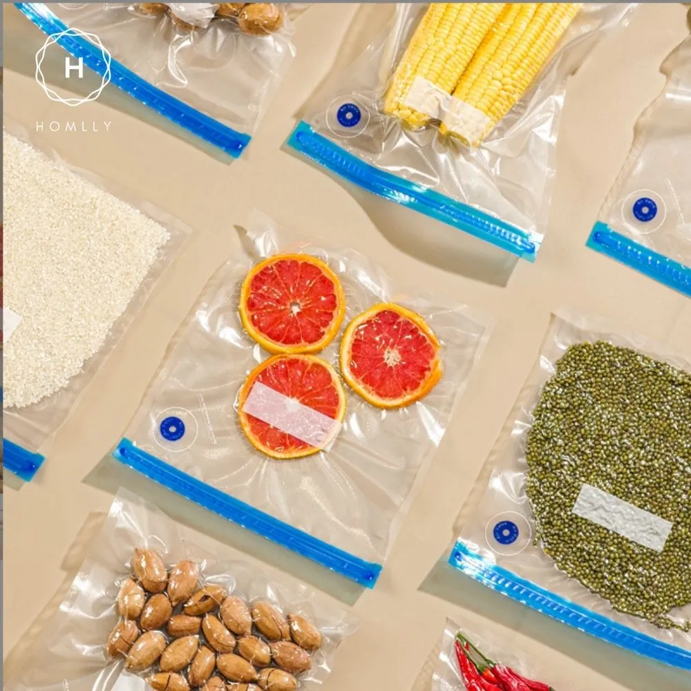 Homlly Reusable Sous Vide Food Vacuum Sealer Ziplock Bags with Portable Manual/Electric Vacuum Sealer Pump