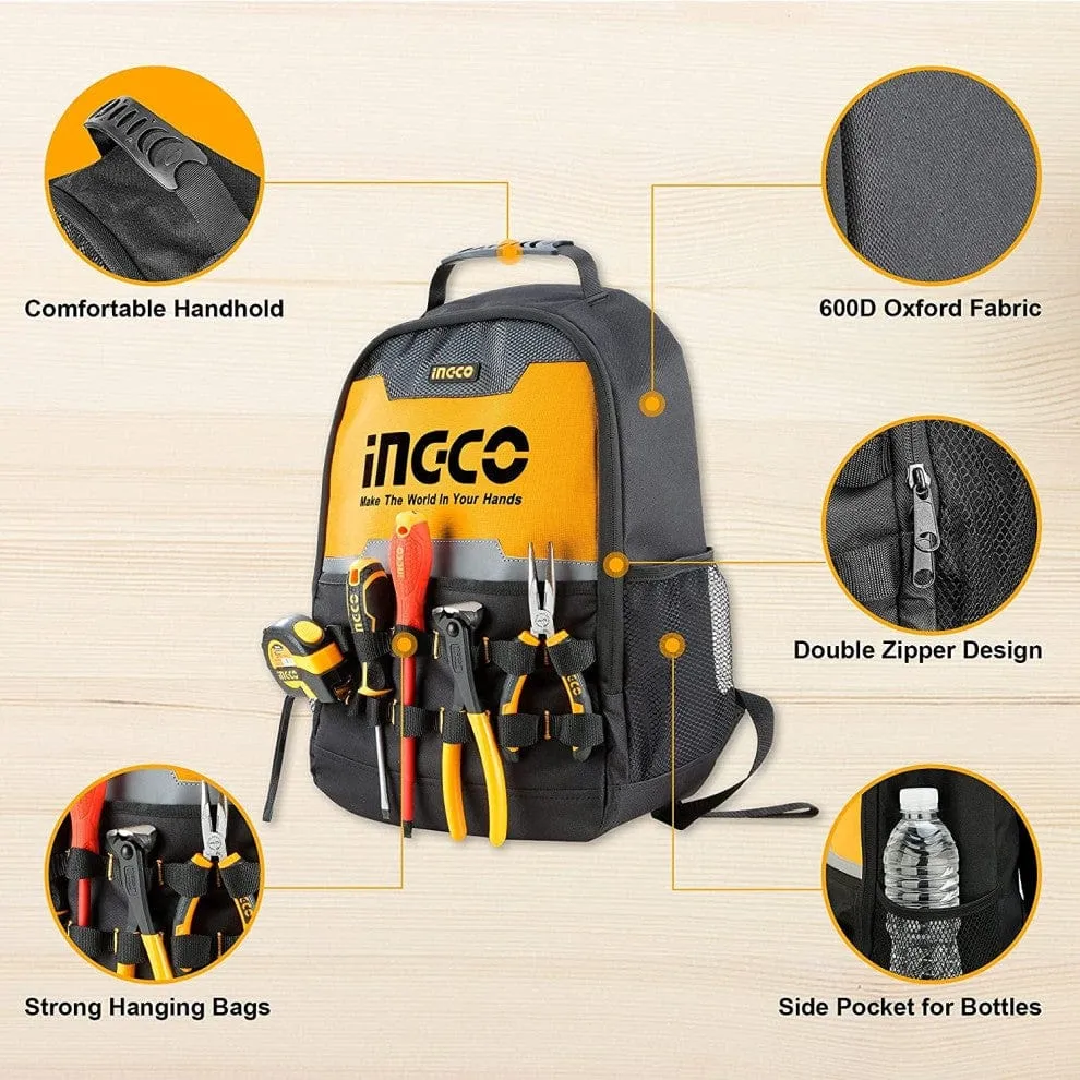 Ingco Tools Backpack with Rigid Frame & Multiple Compartments - HBP0101