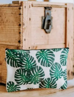 Jungle Leaf Pencil Pouch, Cosmetic bag, College Student Gift, Mother's Day Gift, Christmas Gift