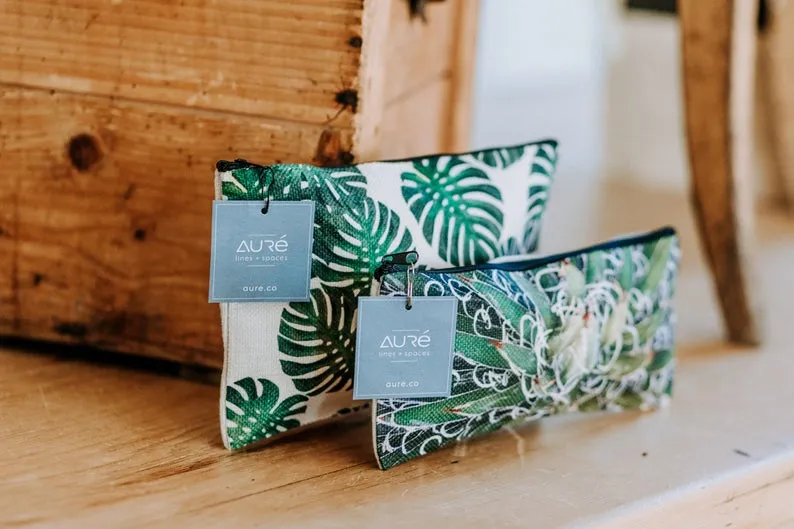 Jungle Leaf Pencil Pouch, Cosmetic bag, College Student Gift, Mother's Day Gift, Christmas Gift