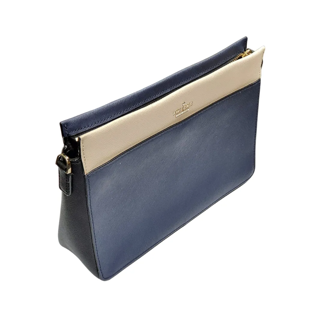 Kate Spade Leather Sling Bag Navy/Cream W26cm x H18cm x D7cm