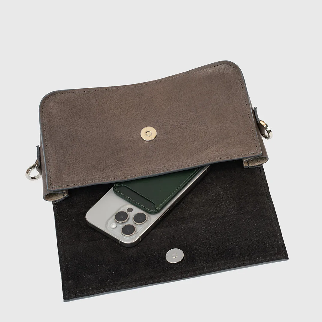 Leather Shoulder Bag - Curie (Gray)