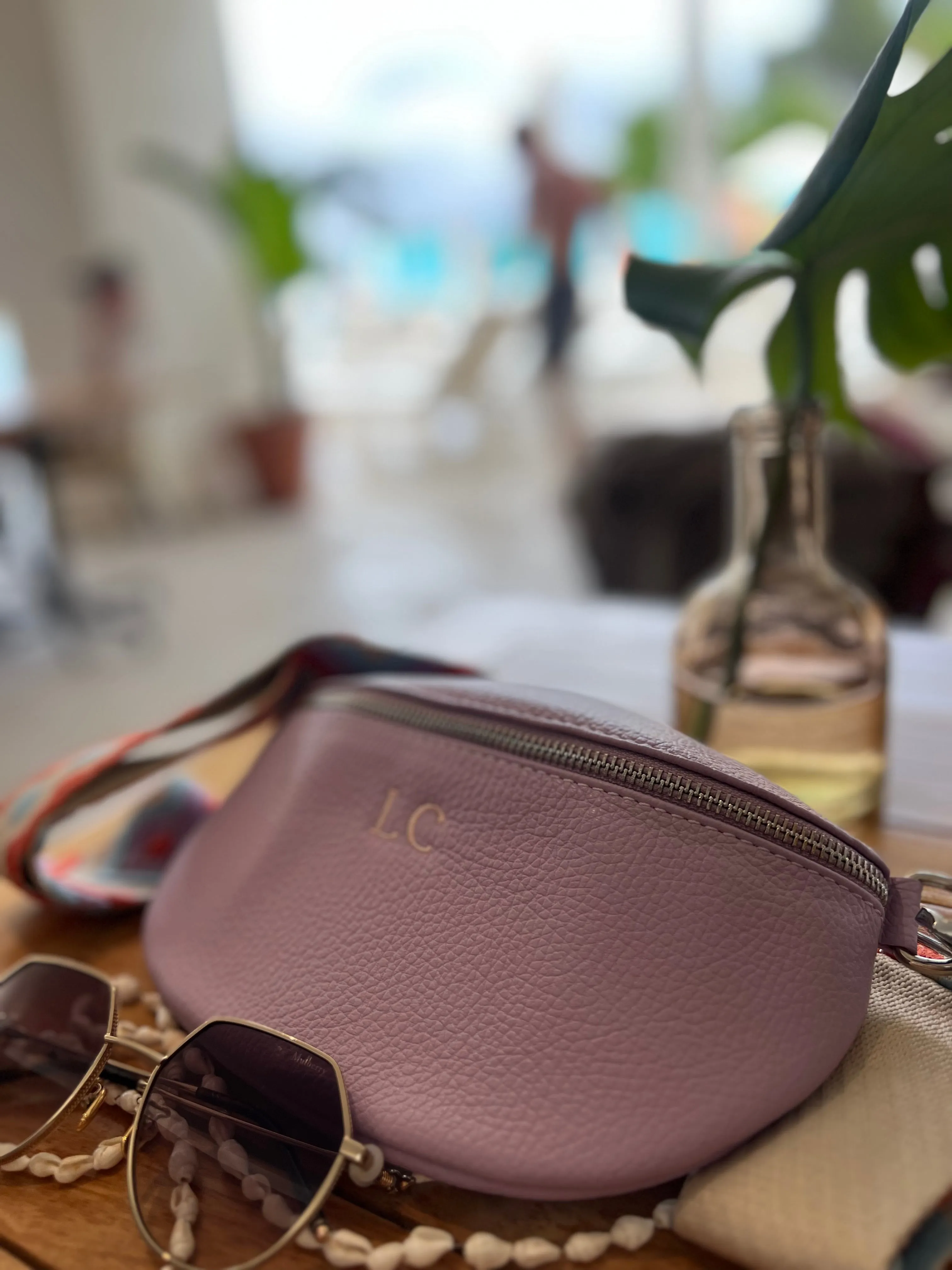 Leather Sling Bum Bag Lavender
