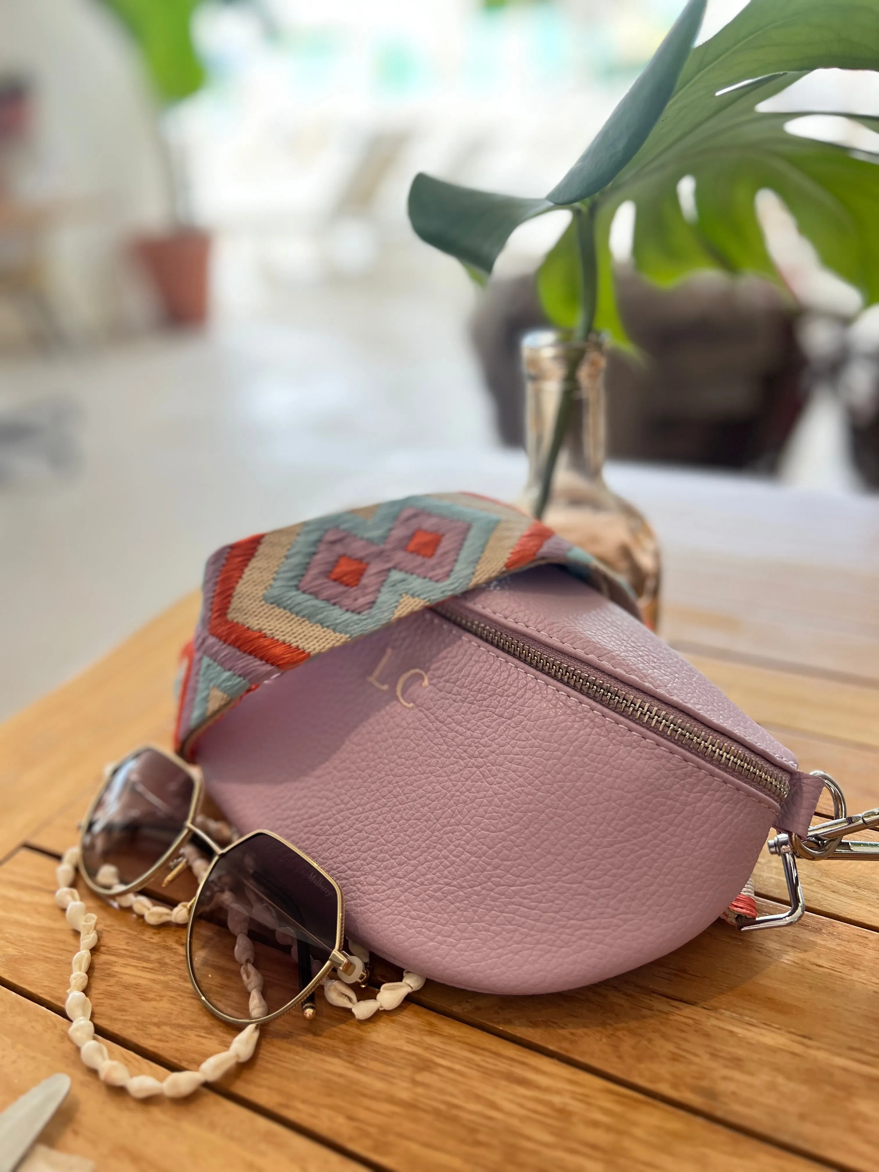 Leather Sling Bum Bag Lavender
