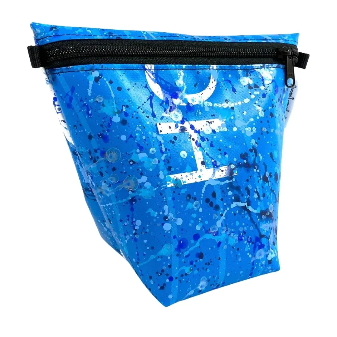 **Limited Release** Banner Zipper Pouch, Pyramid: "Blue Splash"