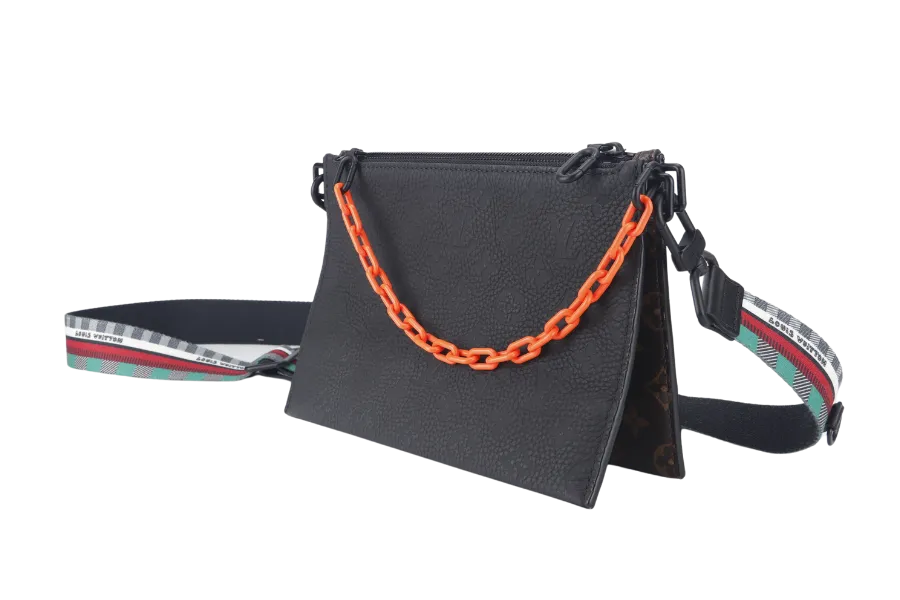 LOUIS VUITTON TRIO POUCH BAG (M59681) MONOGARAM BLACK EMPREINTE WITH ROUND POUCH, STRAPS AND DUST COVER