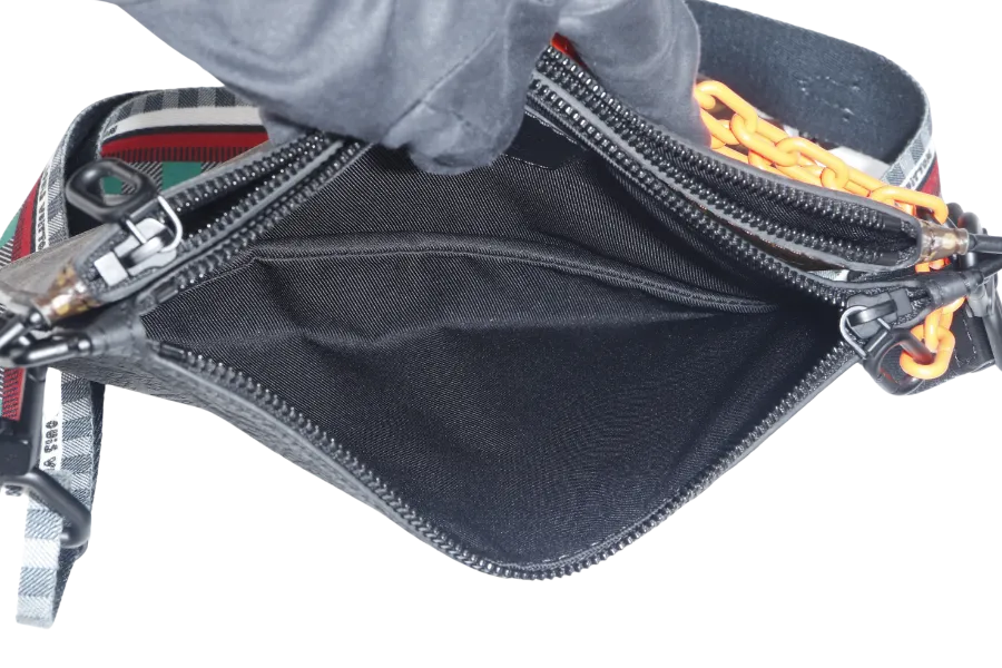 LOUIS VUITTON TRIO POUCH BAG (M59681) MONOGARAM BLACK EMPREINTE WITH ROUND POUCH, STRAPS AND DUST COVER