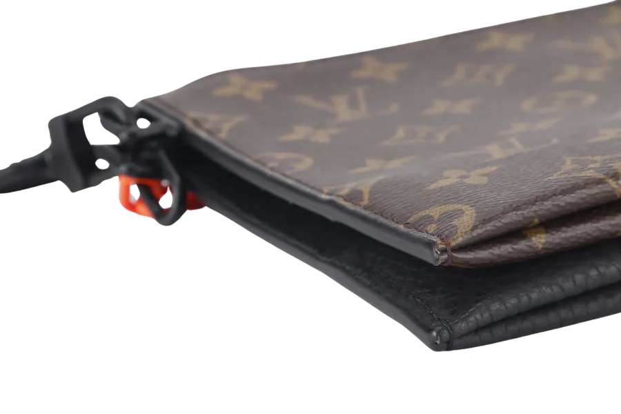 LOUIS VUITTON TRIO POUCH BAG (M59681) MONOGARAM BLACK EMPREINTE WITH ROUND POUCH, STRAPS AND DUST COVER
