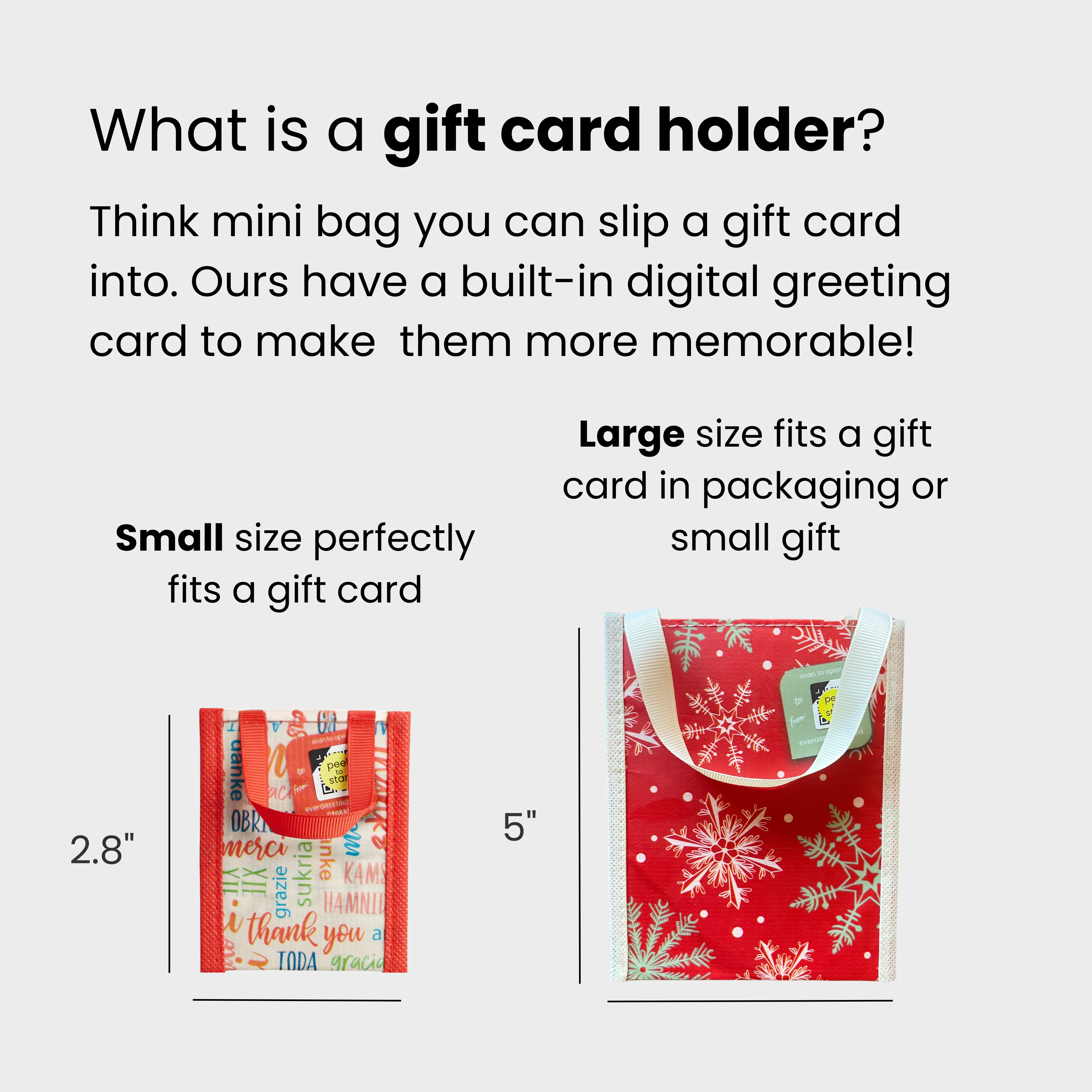 Merry & Bright Bundle | 8-Pack Reusable Gift Bags with Handles and Built-In QR Greeting Cards