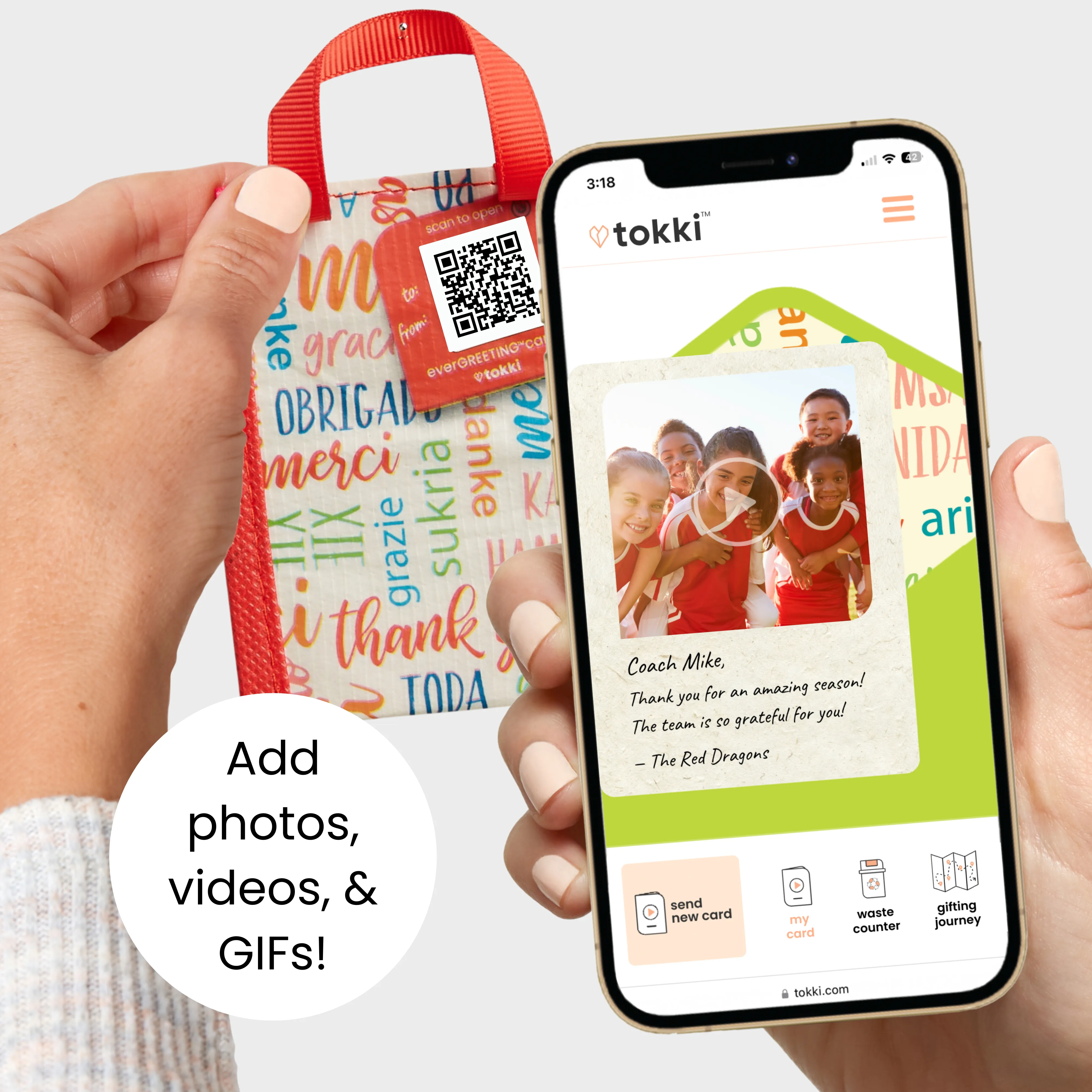 Merry & Bright Bundle | 8-Pack Reusable Gift Bags with Handles and Built-In QR Greeting Cards
