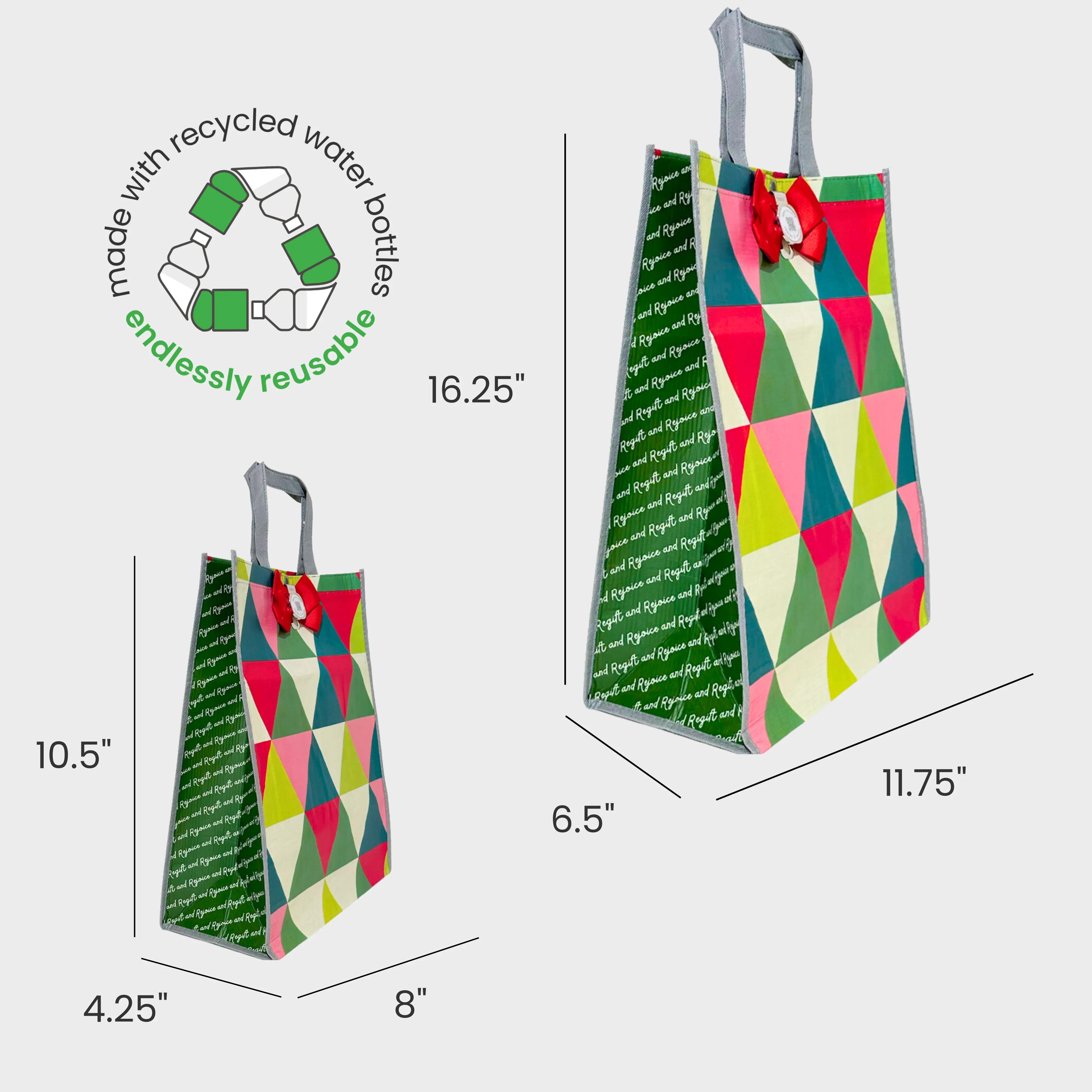 Merry & Bright Bundle | 8-Pack Reusable Gift Bags with Handles and Built-In QR Greeting Cards
