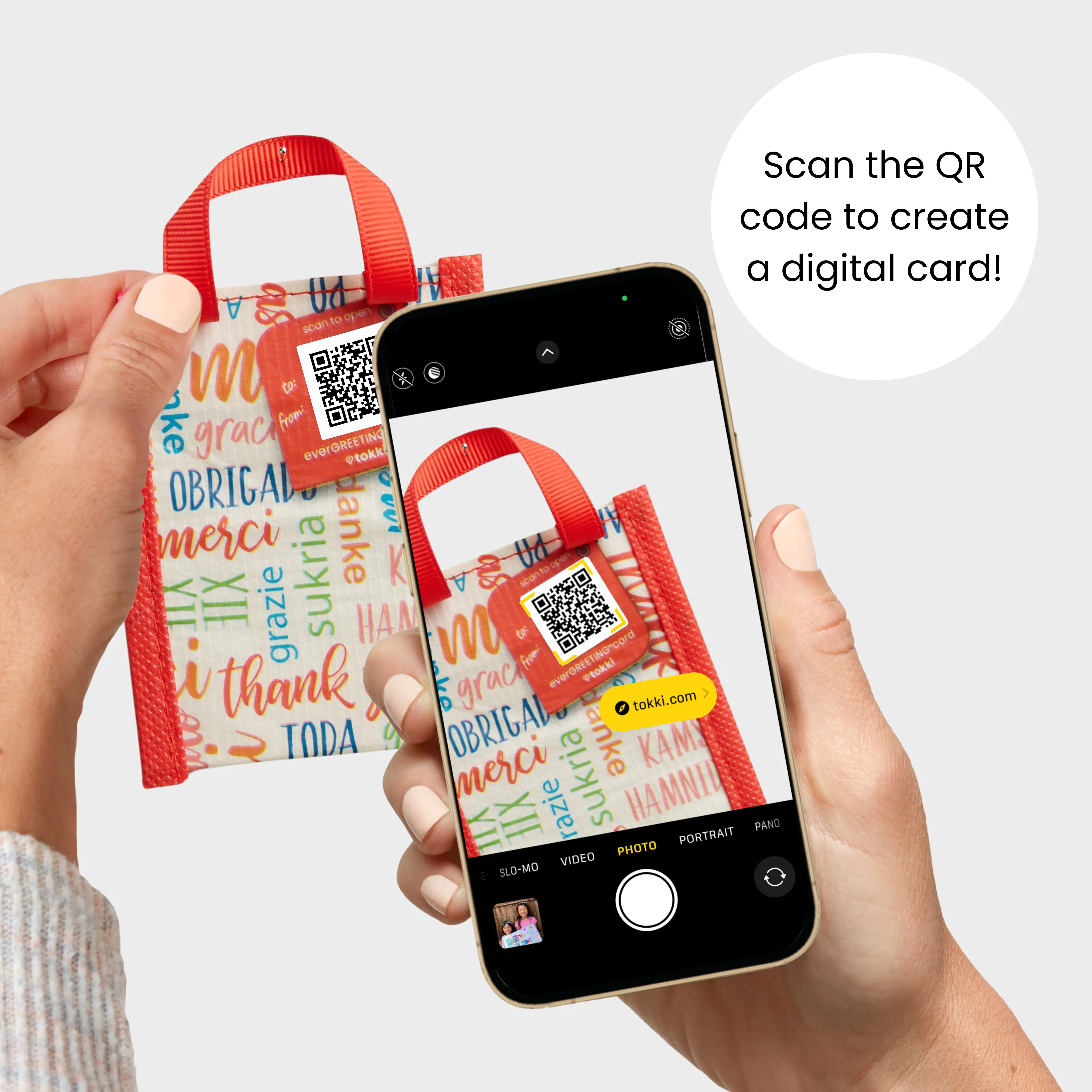 Merry & Bright Bundle | 8-Pack Reusable Gift Bags with Handles and Built-In QR Greeting Cards
