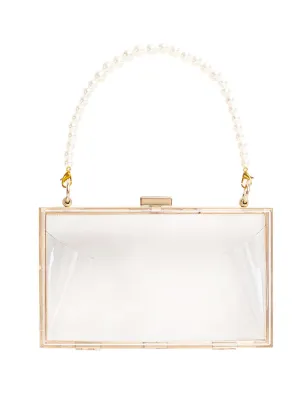 Mini Faux Pearl Decor Clutch Bag