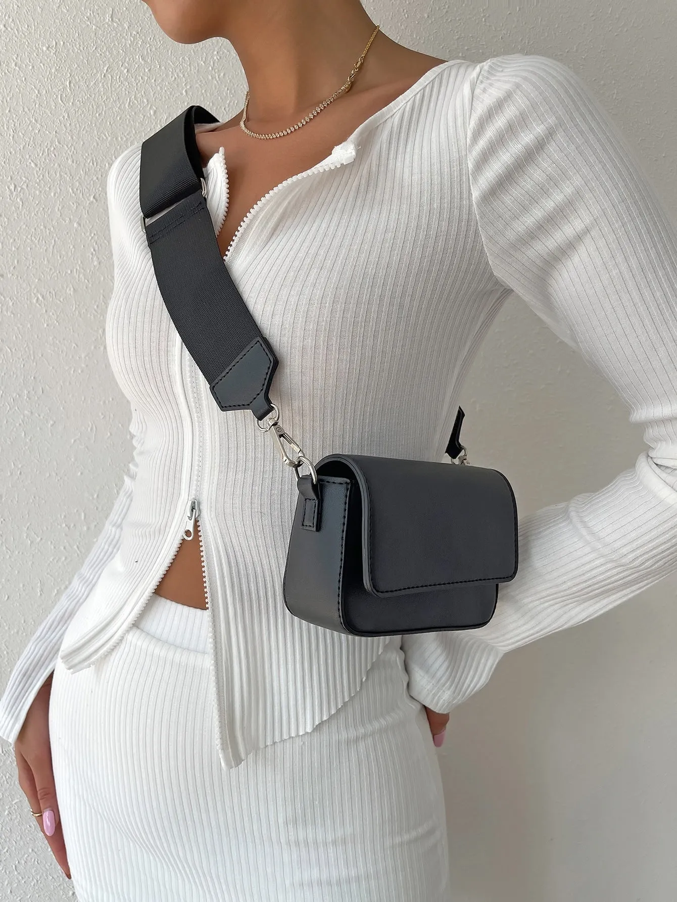 Mini Flap Belt Bag - Black