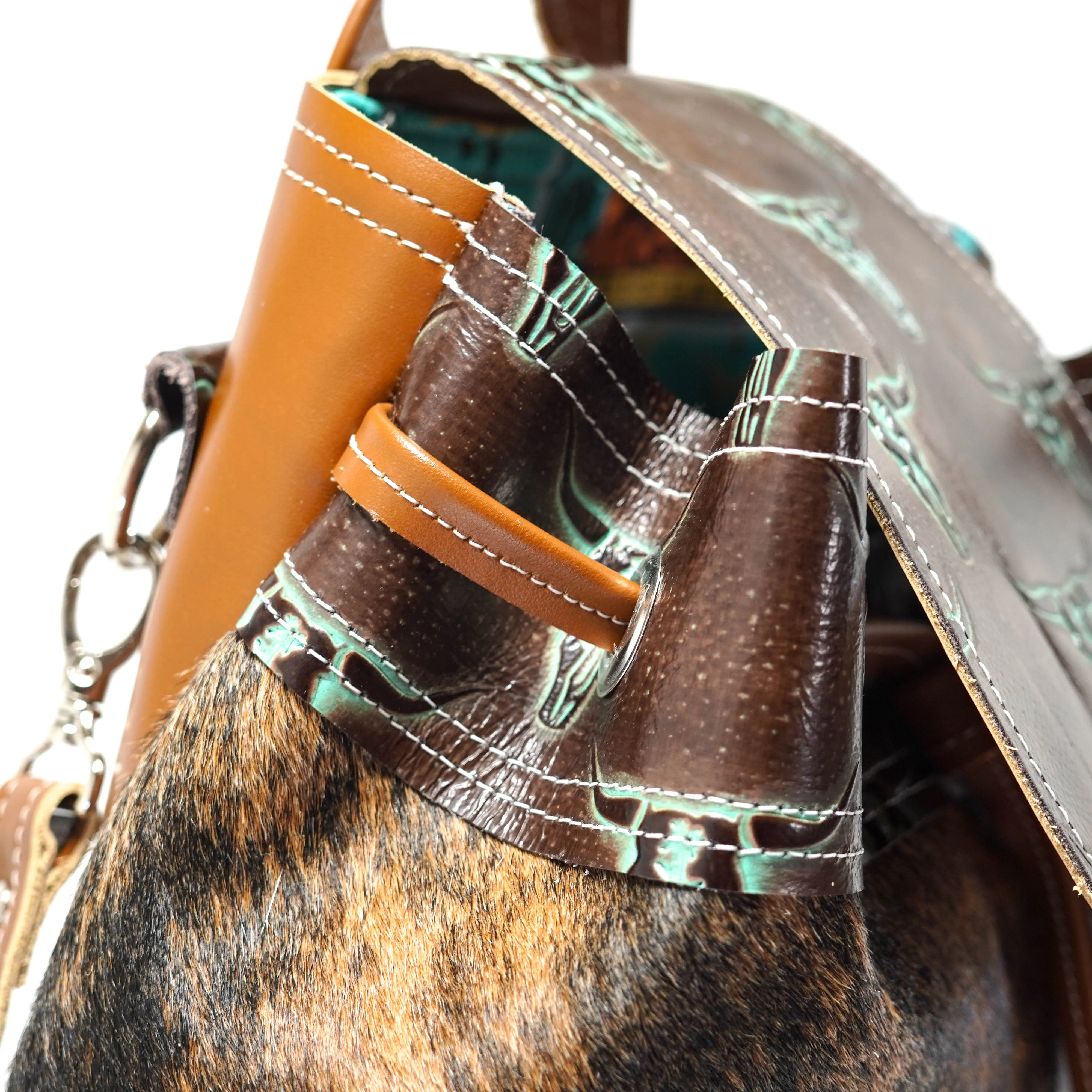 Mini Kelsea Backpack - Two-Tone Brindle w/ Mint Chocolate Skulls