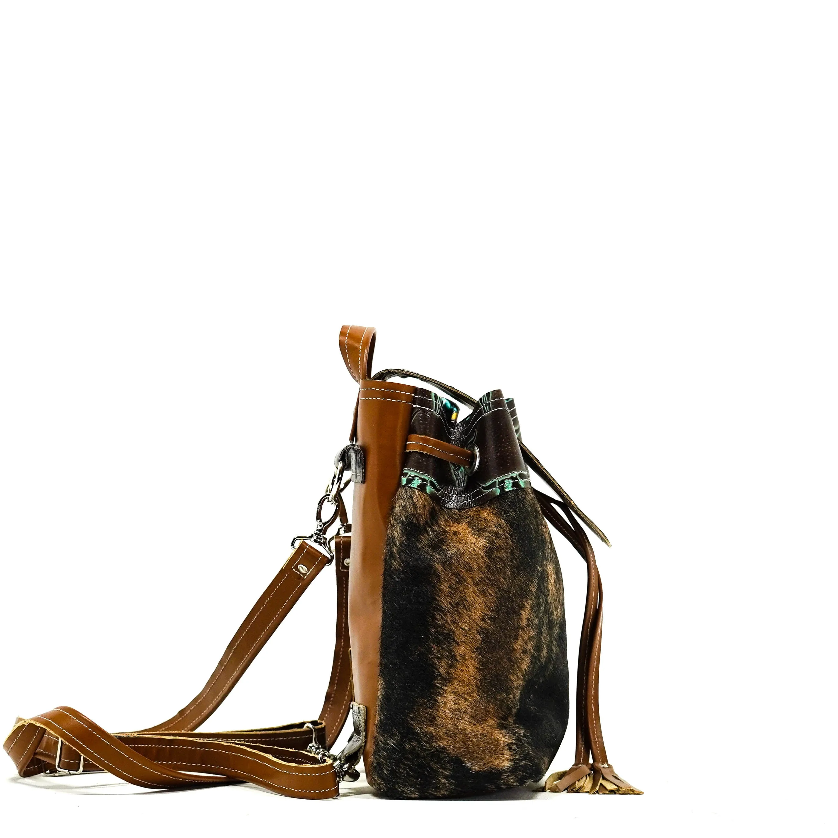 Mini Kelsea Backpack - Two-Tone Brindle w/ Mint Chocolate Skulls