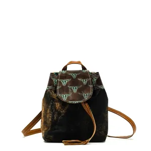 Mini Kelsea Backpack - Two-Tone Brindle w/ Mint Chocolate Skulls
