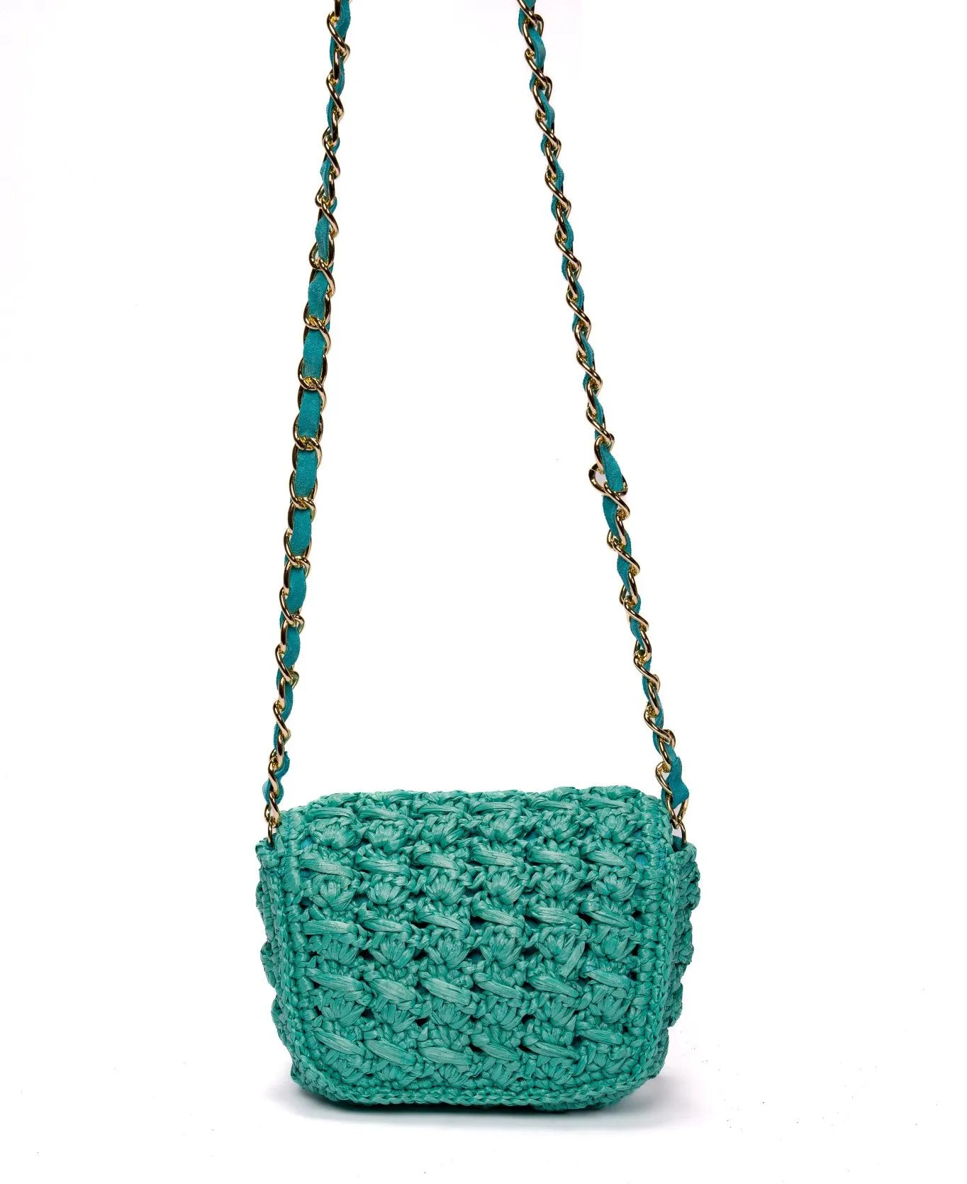 Mini Lucrezia Raffia Bag Turquoise