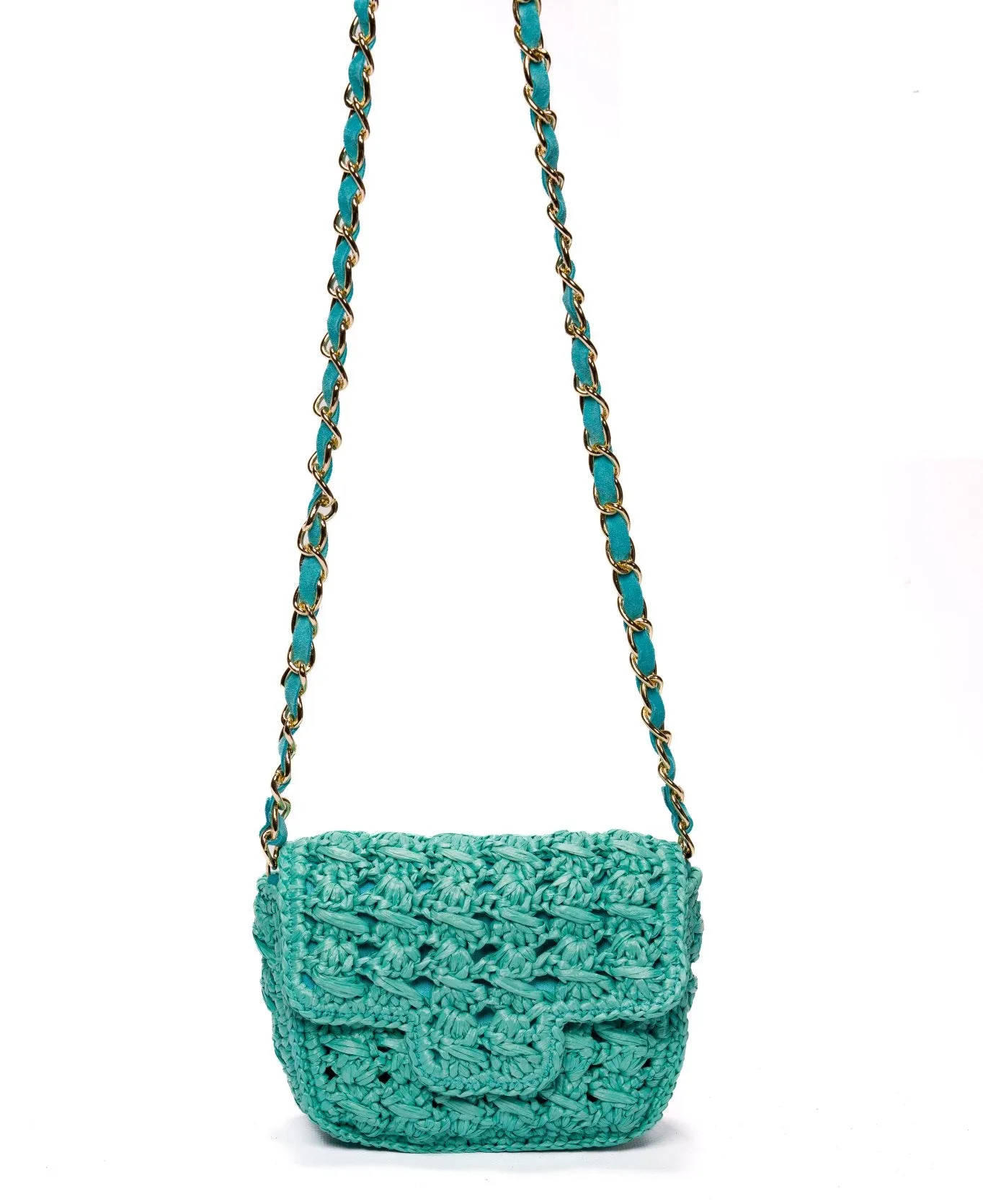 Mini Lucrezia Raffia Bag Turquoise