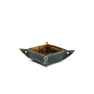 Mini Tray - Glossed Lead Leather w/ Brindle