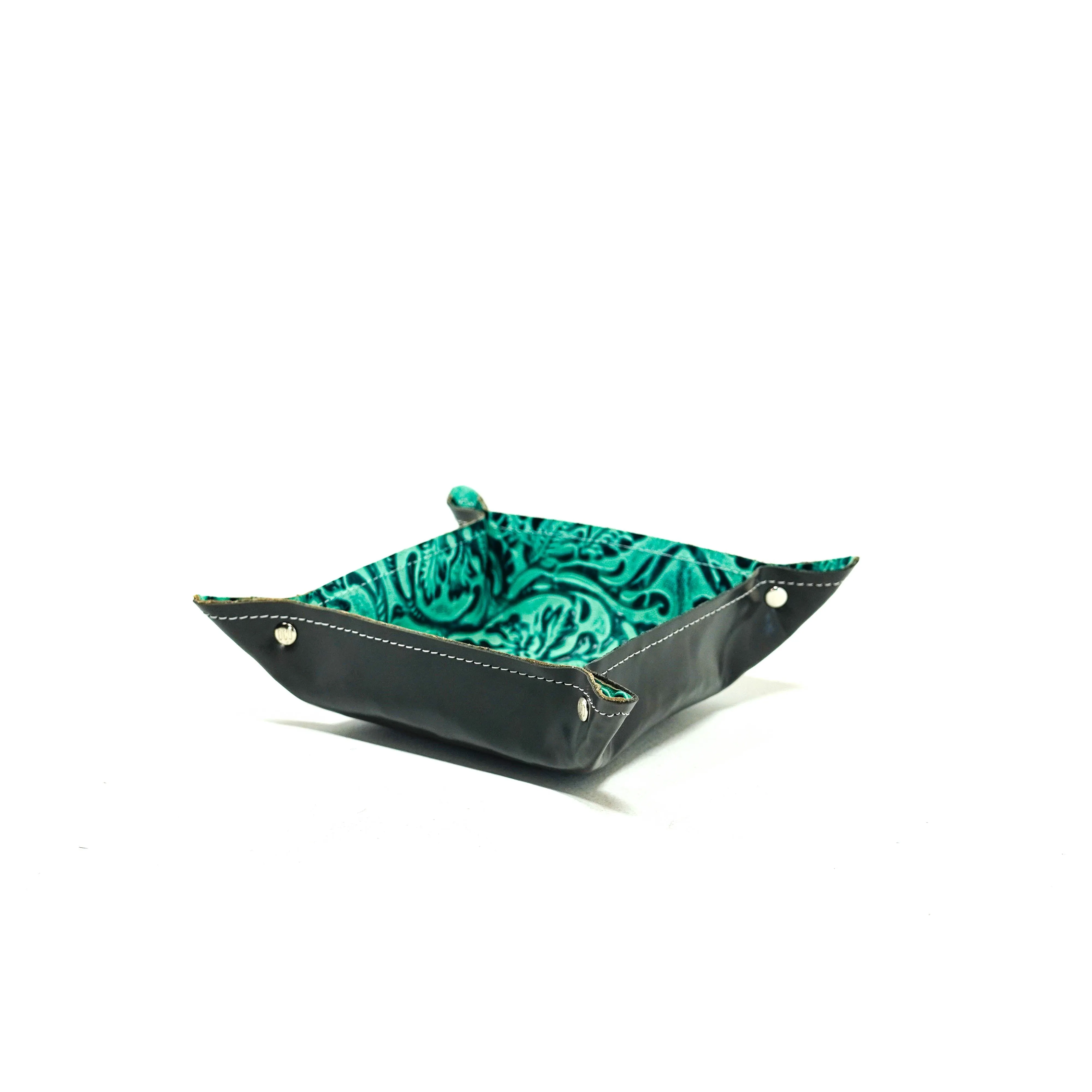 Mini Tray - Glossed Lead Leather w/ Sea Glass Tool
