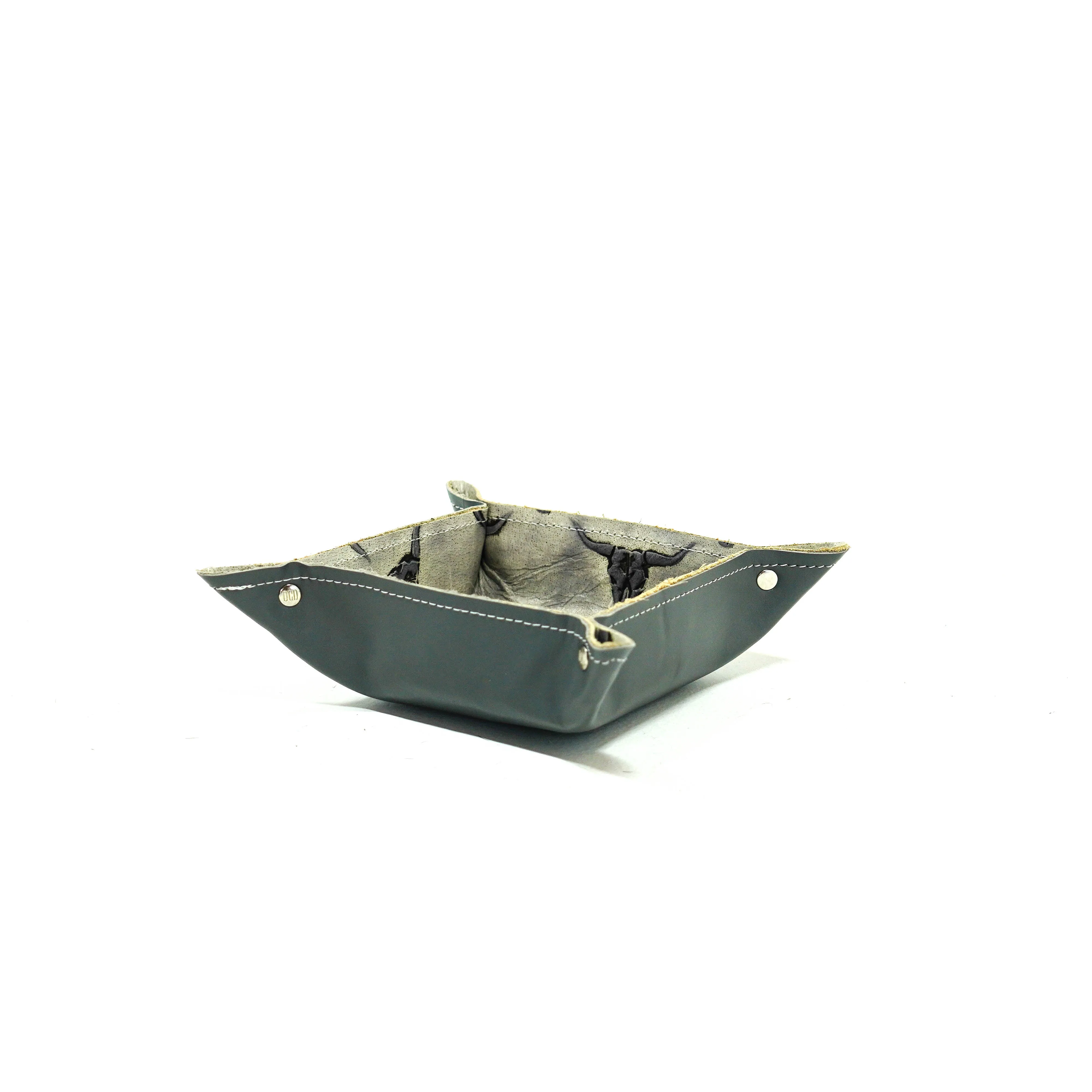 Mini Tray - Smooth Lead Leather w/ Smoke Show Skulls